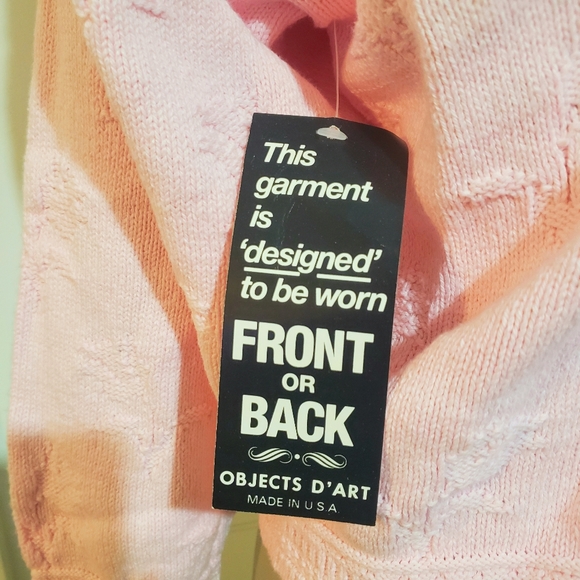 Vintage Objects D'Art Womens L Reversible Sweater Crop Oversized Knit Pink Top - Picture 14 of 15